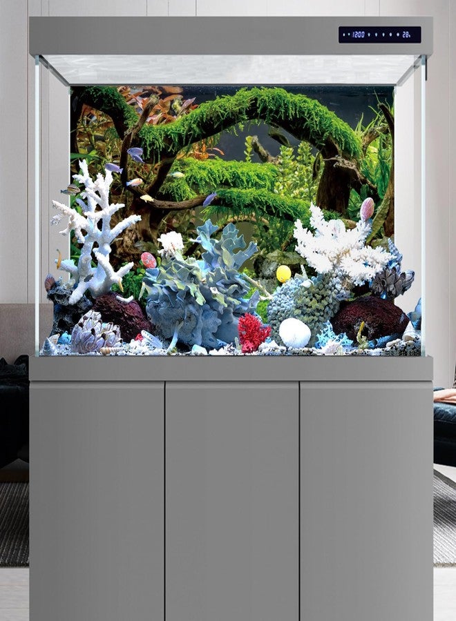 AWERT 48x24 inches Aquarium Background Branches Terrarium Background Aquatic Plant River Bed & Lake Fish Tank Background Vinyl Background - Image 5